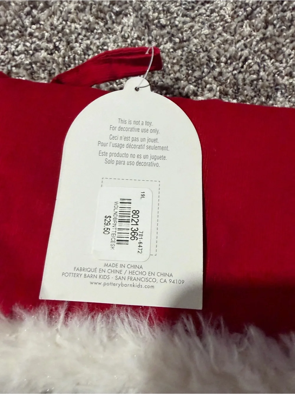 Pottery Barn Holiday Ice Skater Christmas Stocking - Red Cuff
